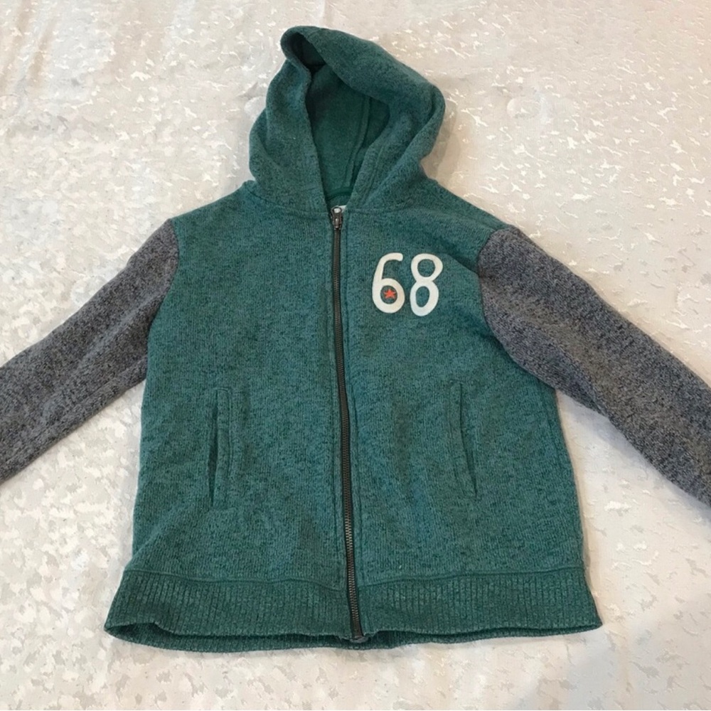 Gymboree Kids Hooded Zip-Up Sweatshirt in Teal and Gray Size 7